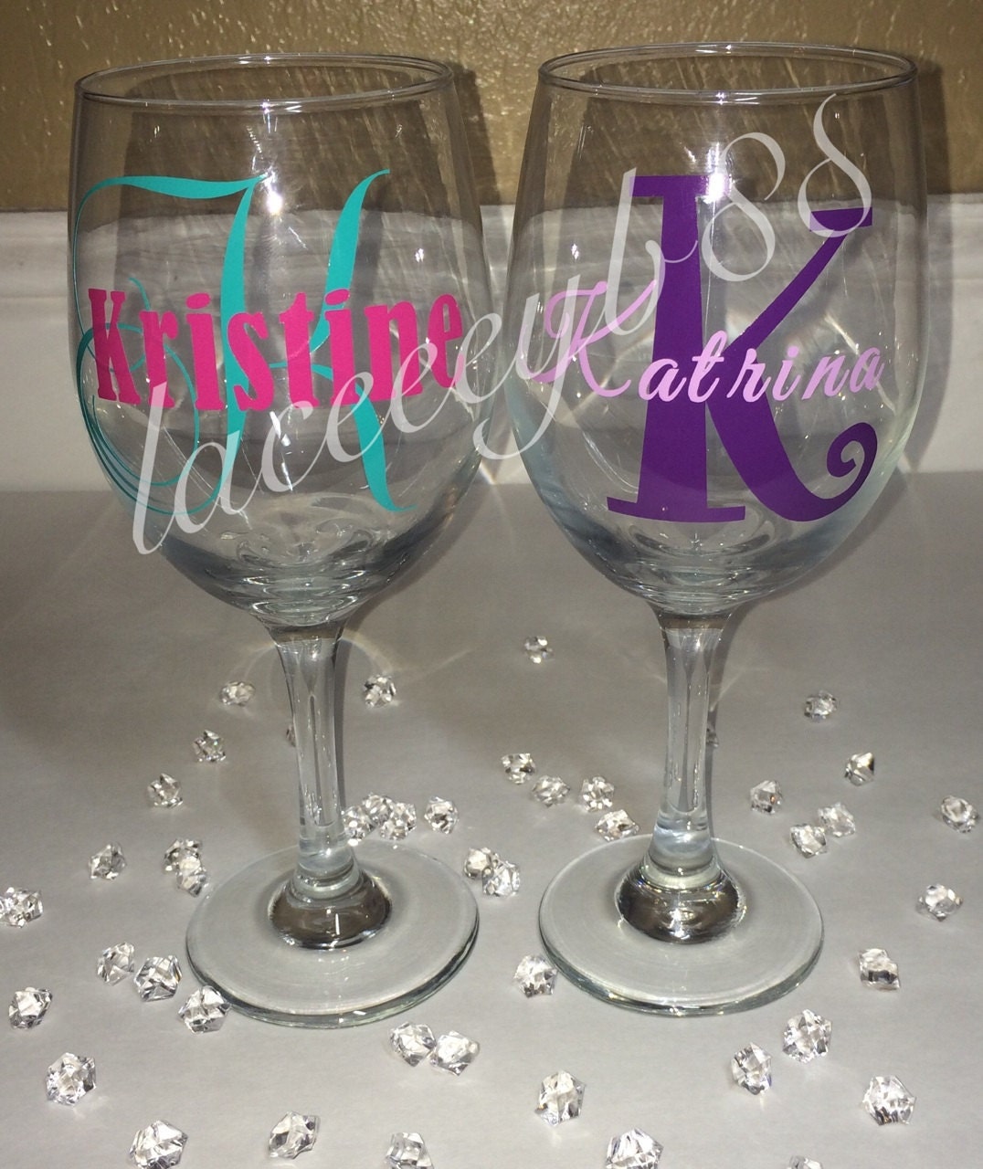 Monogram Wine Glass by laceeeyb88 on Etsy