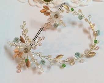 Wedding hair pins, Wedding headpiece, Wedding hair accessories, Gold hair pins, Gold headpiece, Bridal hair pins, Bridal hair accessories