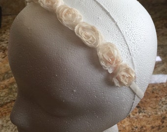 Ivory Color Fabric Flower Crown Headband, Baby Headband, Newborn Headbands, Women Headband, Girl Crown Headband, Baby Girl Crown Headband