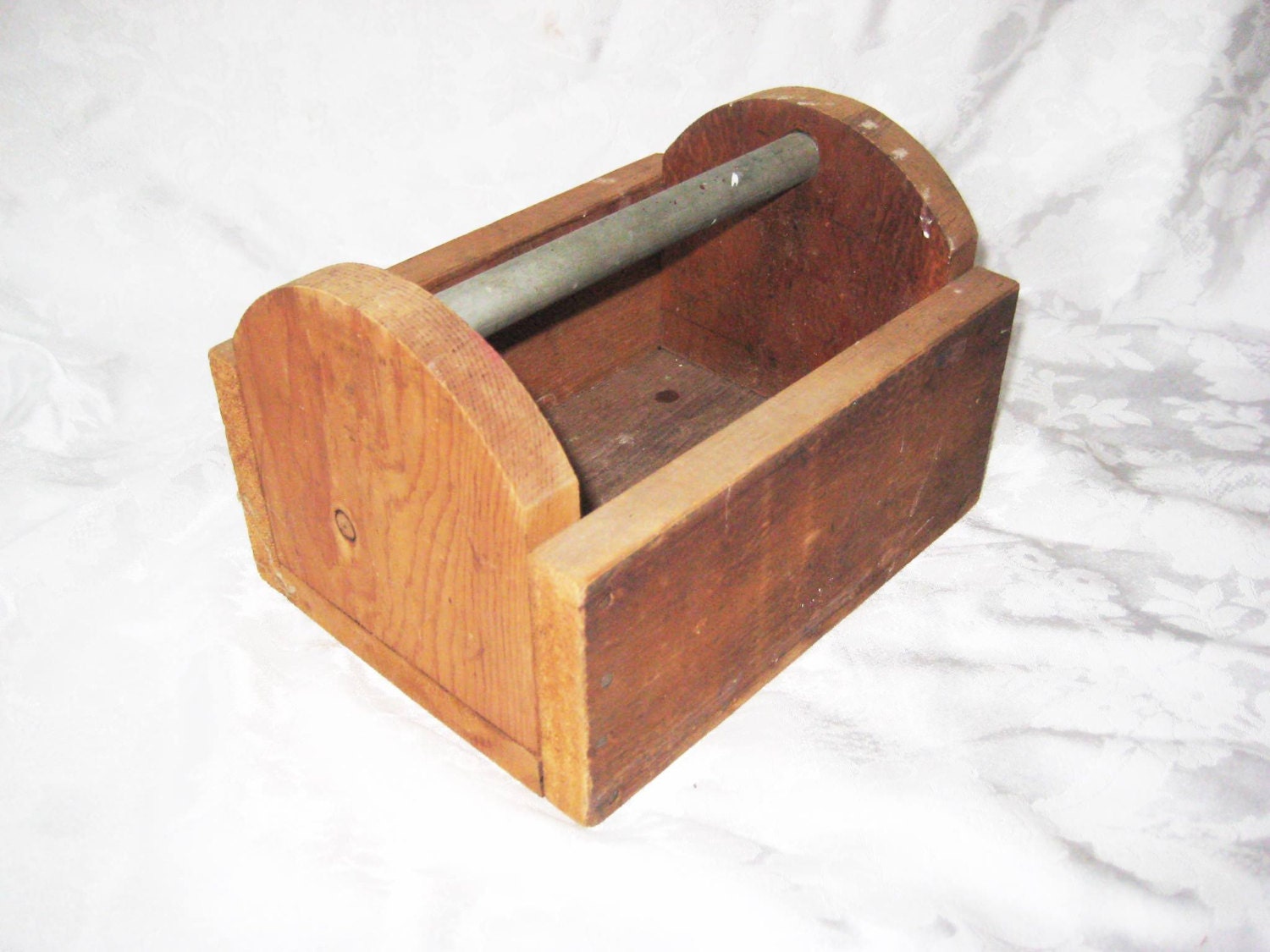 Small wood tool box tool carrier metal handle by EndlesslyVintage