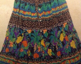 Stunning hobo peasant hippie rayon gauze boho pleated maxi skirt size 6