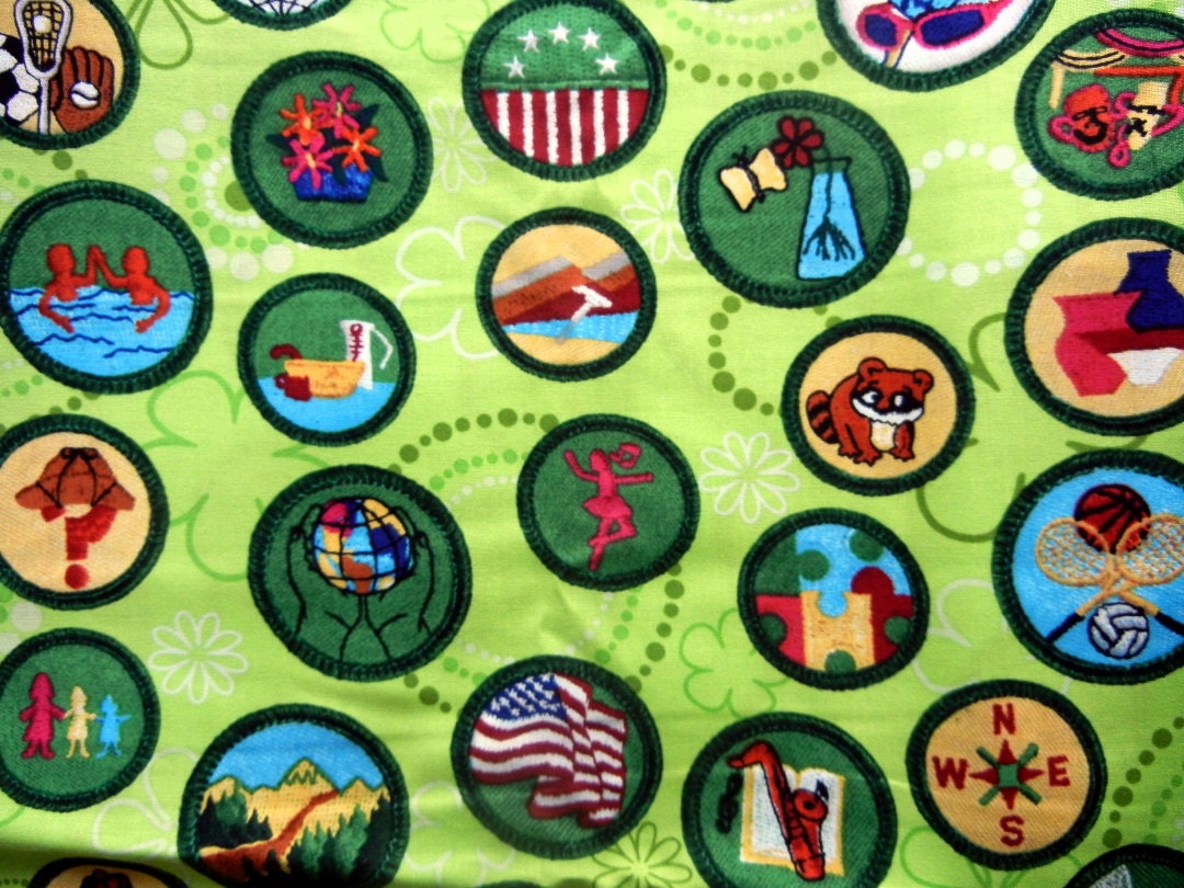 GIRL SCOUTS BADGES Cotton Fabric by Robert by
