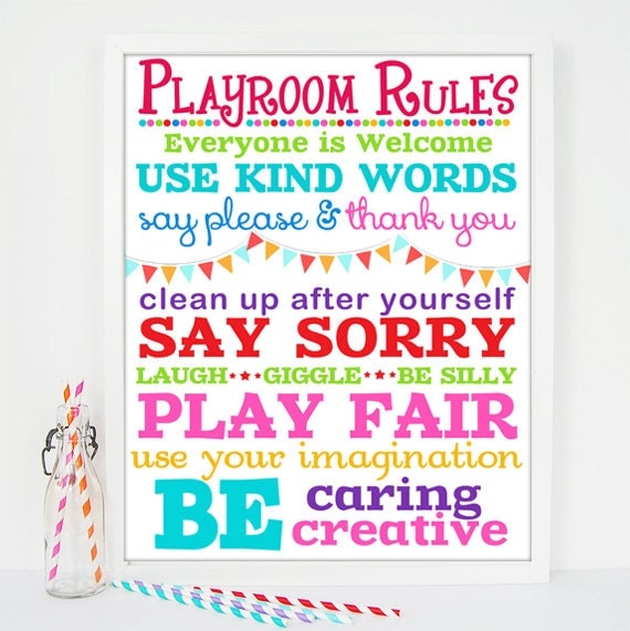 PlayRoom Rules for Home Daycare and Kindergarten Size