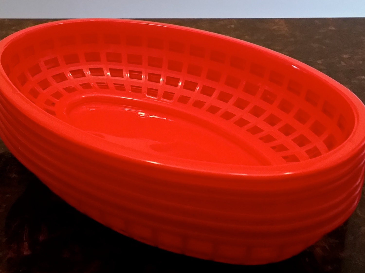 Red Food Trays Reusable Snack Trays Microwavable Plastic