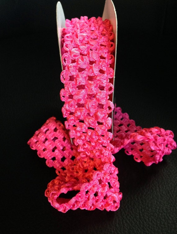 1.5 inch Crochet headband roll Stretch trim Hot by FeeFeesSplendor