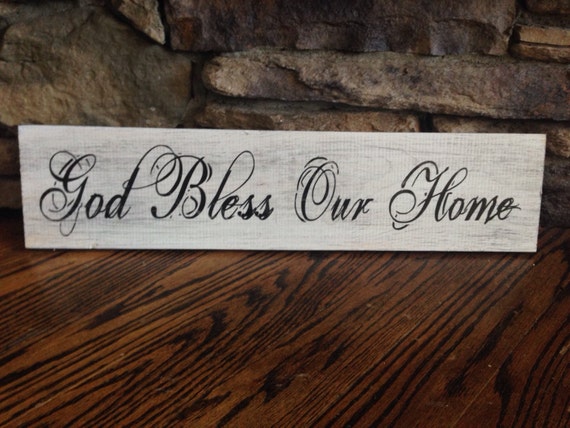 Items similar to God Bless Our Home, Wood Sign 24x5.5 on Etsy