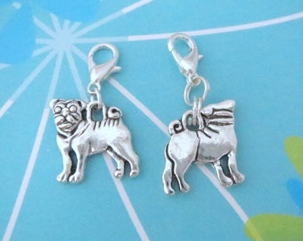 Pug Clip On Charm, Zipper Pull, Earrings, Dust Plug, Lanyard, or Keyring! FLAT-RATE SHIPPING!! - Purse Charm, Vape Charm, Planner Charm