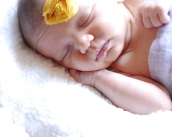 Mustard baby headband, tie back headband