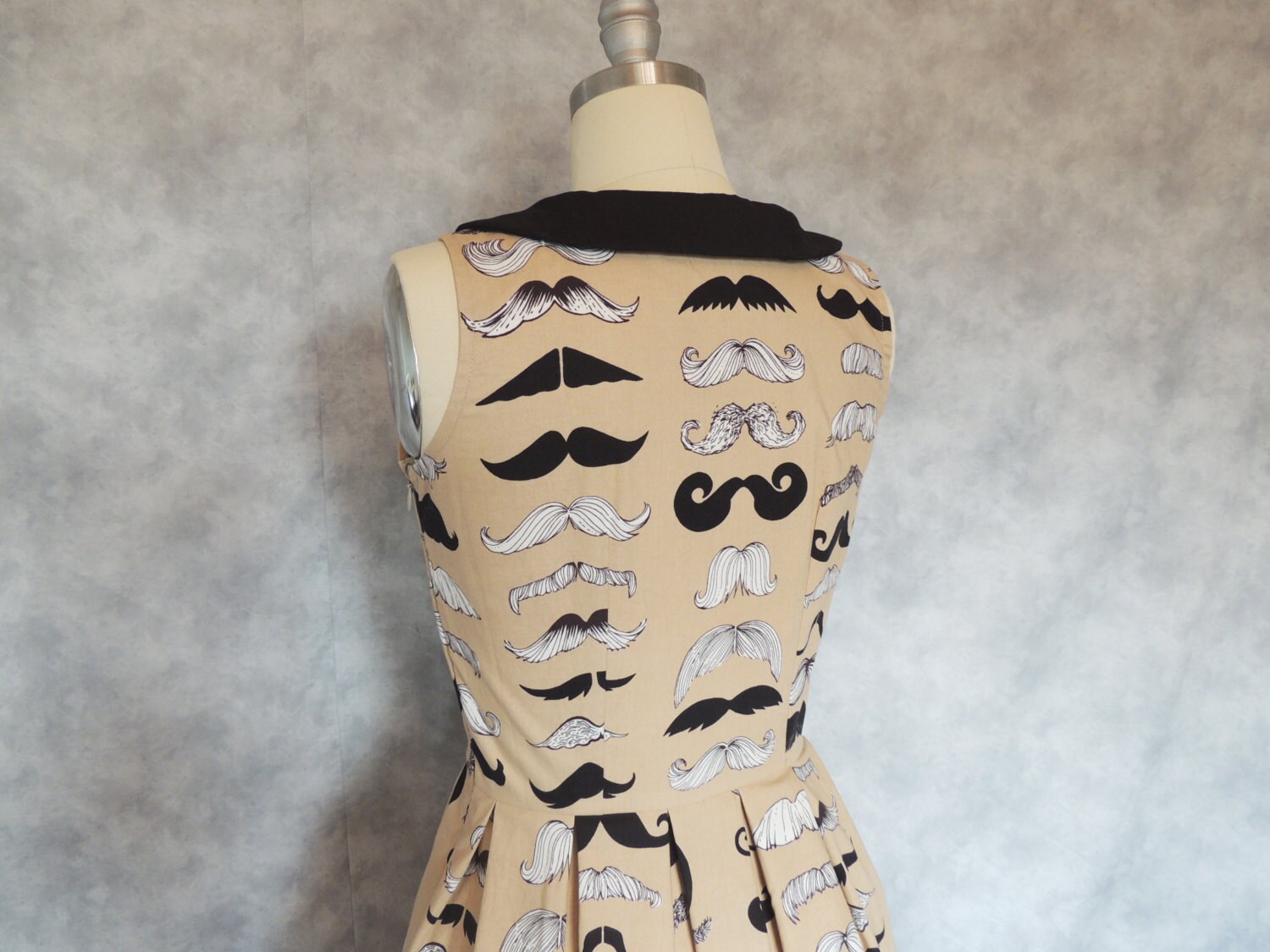 The 2nd Mustache Dress Print Pleated Quirky Whimsical Dress