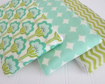 Baby Burp Cloths, Heather Bailey TRUE COLORS Pop Blossom, Mod Dot, Chevron, Cloth Diaper Burp Cloth, Set of 3, Gender Neutral