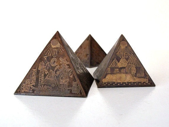 Pyramid Paperweights Vintage Egyptian Souvenirs Set Of Three