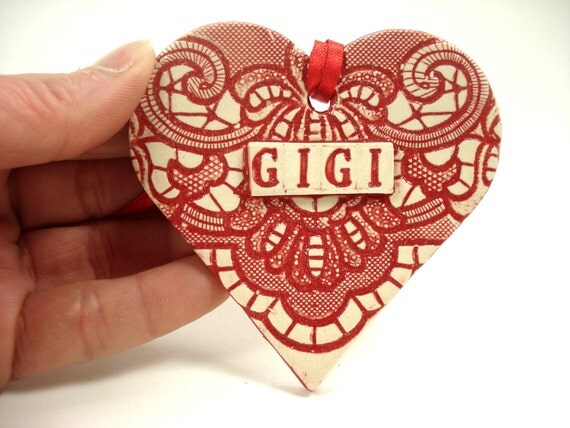 Gigi heart ornament mothers day gift gift for by magicmoonpottery Gigi heart ornament mothers day gift gift for by magicmoonpottery