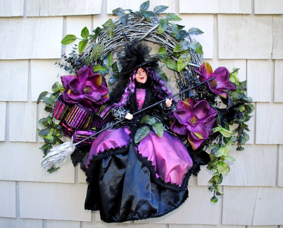 Halloween Wreath Witch Wreath Black Purple By Tistheseasondesign 1957