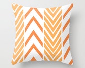 Orange Pillow Cover - Cover Only - Orange and White - Sofa Pillow - Arrow Pattern - Throw Pillow - Made to Order