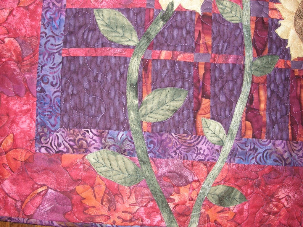 Art Quilt Sunflower Quilted Wall Hanging Wall Hanging Quilt