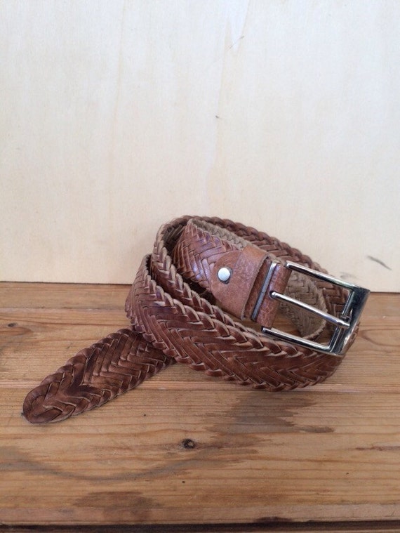 BRAIDED LEATHER BELT Pleated leather belt Woven belt
