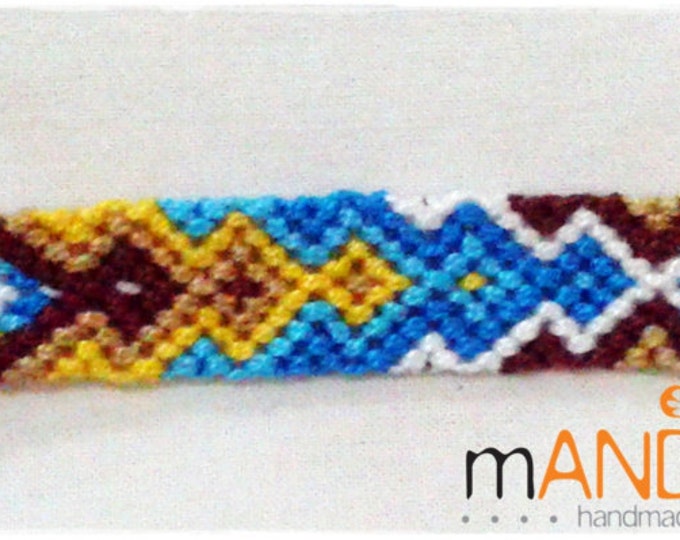 Friendship Bracelet, Macrame, Woven Bracelet, Wristband, Knotted Bracelet - Aztec Arrows Diamond Pattern
