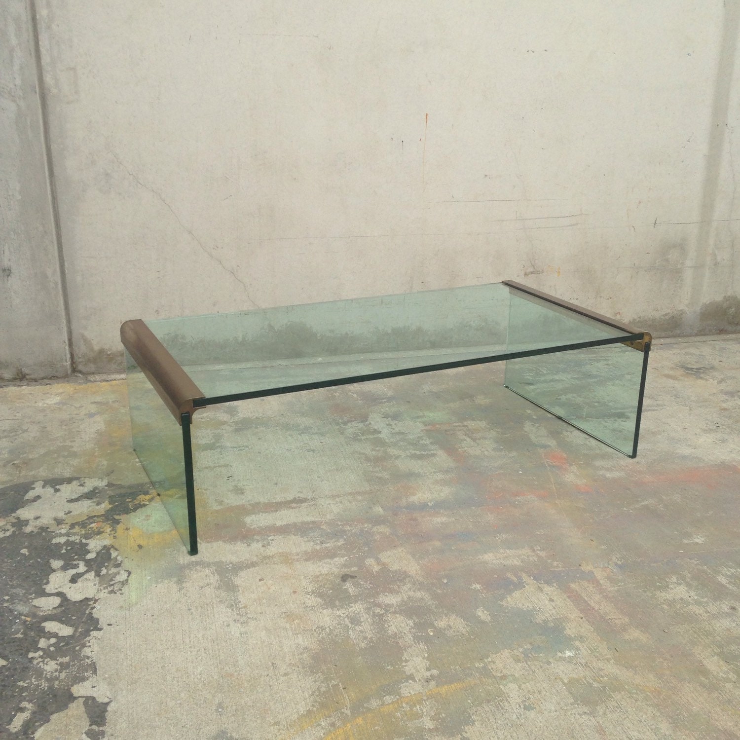 Waterfall Glass Coffee Table by Pace Collection and Leon Rosen Haute