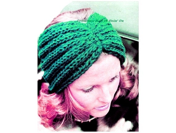 Vintage Headband KNITTING Pattern 1970s Twisted Rib Turban