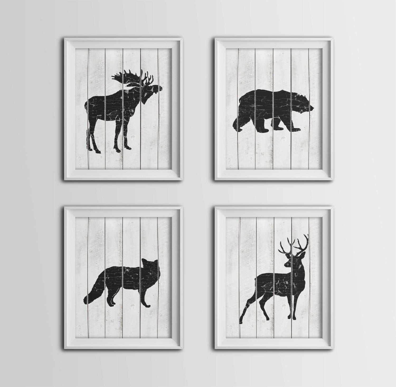 Set of 4 8X10 or 11X14 Art prints Woodland