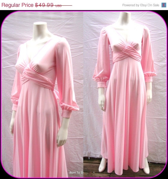 On Sale vintage formal dress, gown, 1970s, PINK, maxi dress, vendimia ...