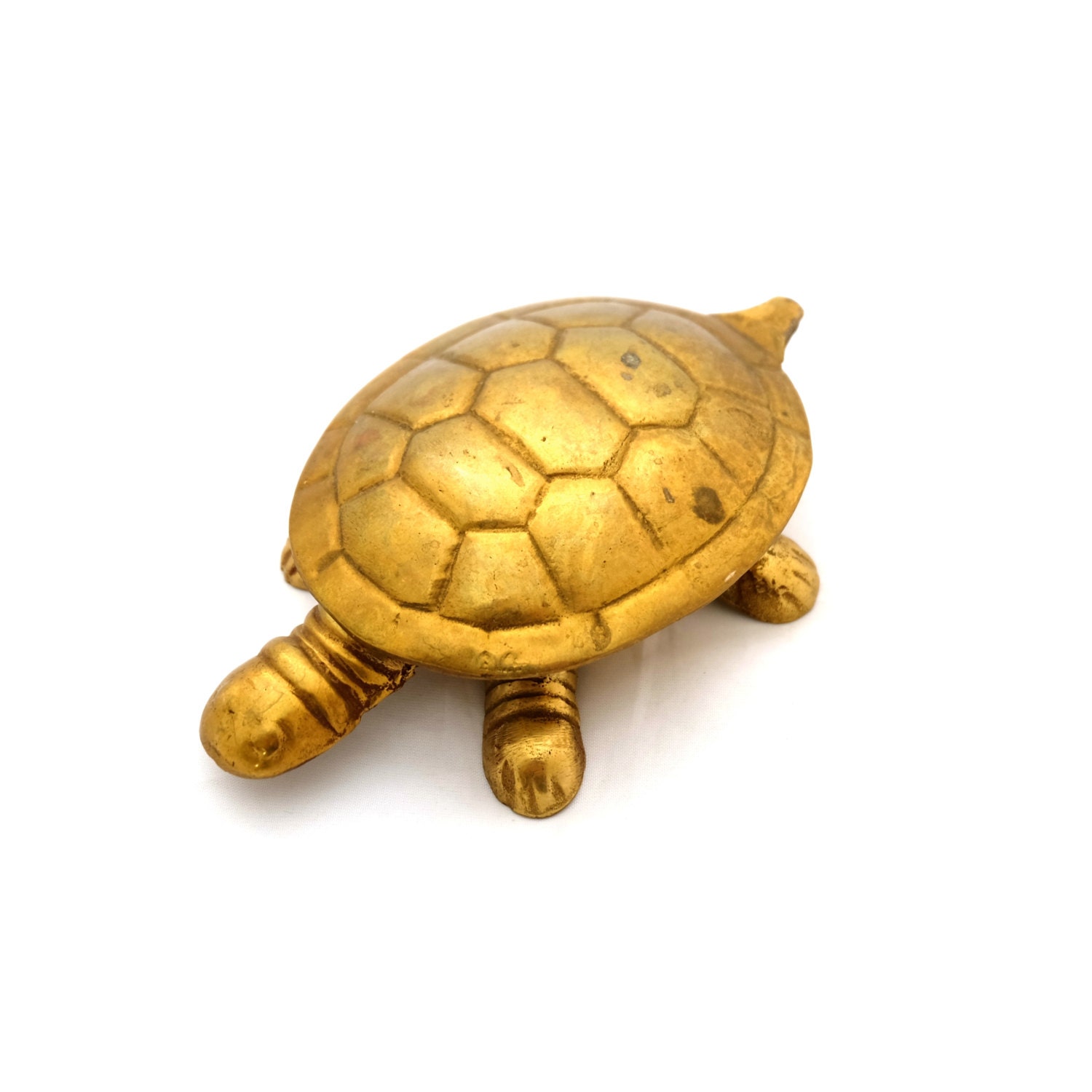 Brass Tortoise With Hinged Shell Metal Trinket Box Brass