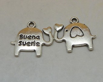 20pcs Elephant Charms, 14x16mm Antique Silver buena suerte Elephant Charms Pendant, Elephant Charms Connectors