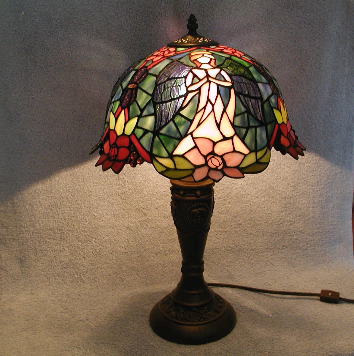 RESERVED Stained Glass Lamp Tiffany Style Angel Theme