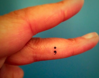 20 Semicolon Temporary Tattoo Tiny / Fake Tattoos / Set of 20