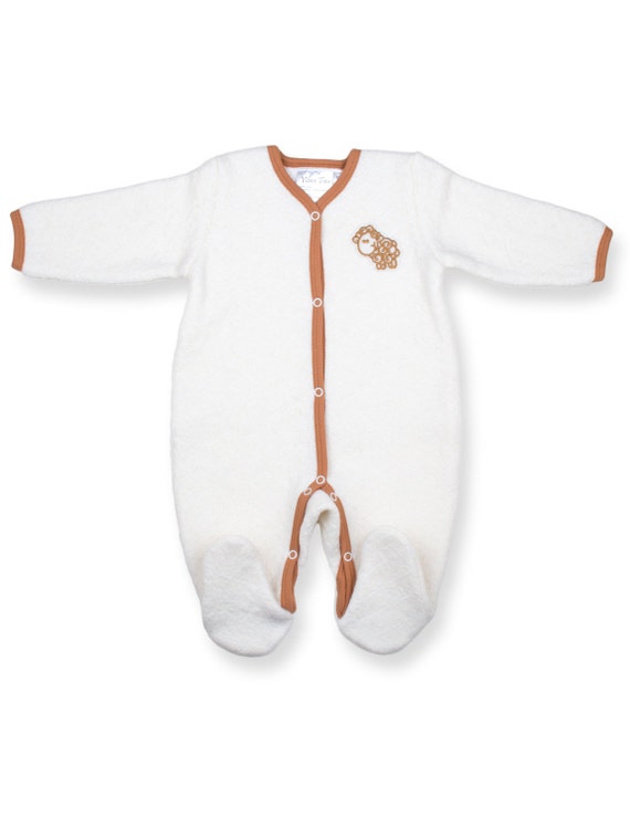 Wool baby overall with cotton lining and feet - Baby overall - Wool overall - Baby wool overall