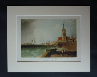 Vintage Print of HMNB Portsmouth Harbour, Available Framed, Nautical Art, Maritime Wall Art British Naval Decor Royal Navy Gift English Port