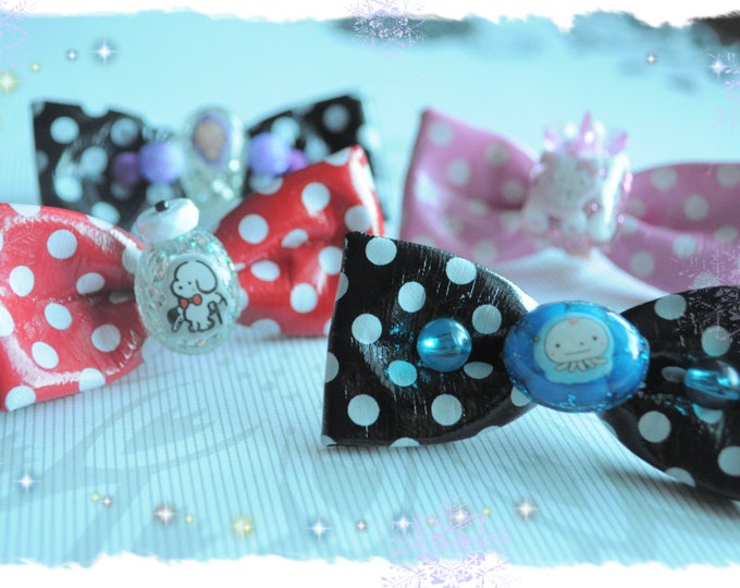 Very Cute Bow Hair Clips with resin Sanrio Characters