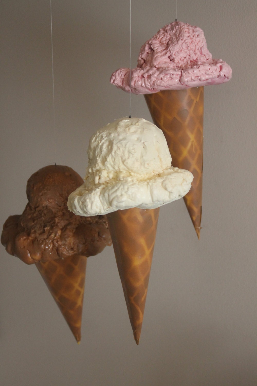 Oversized Neapolitan Ice Cream Cone Props for Windows Photos