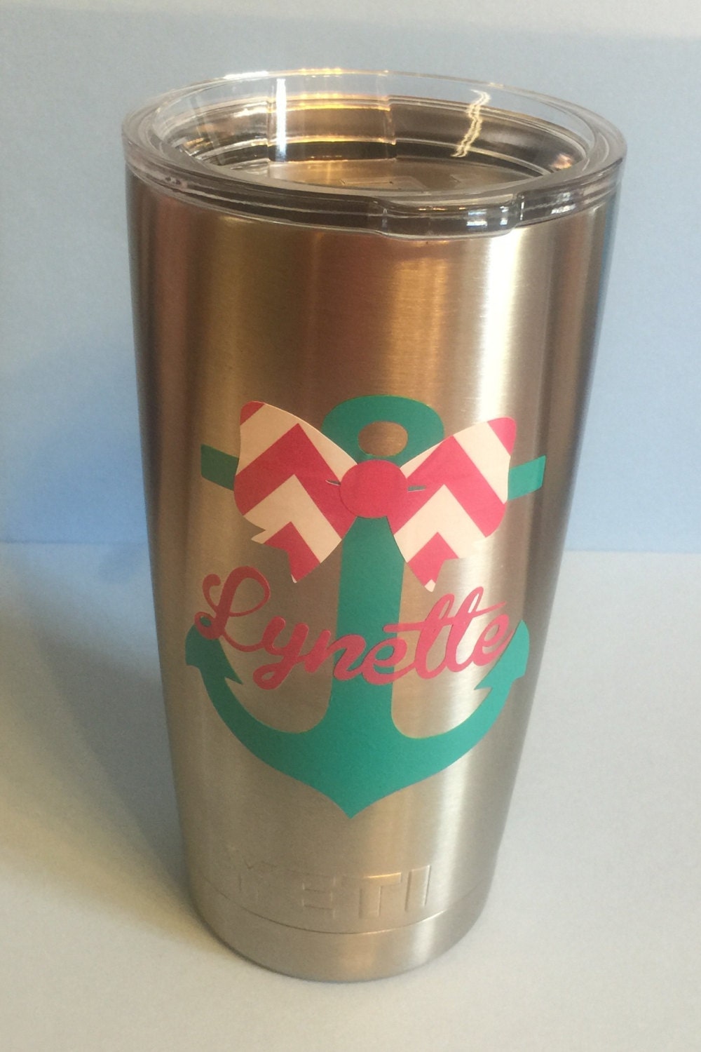 tumbler engraving Name DECAL Tumbler Bow Personalized with Yeti and Anchor for