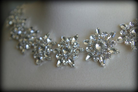 Authentic Crystal Rhinestone Trim, Rhinestone Applique, Rhinestone Headband, Rhinestone Belt, Bridal Sash, Wedding Garter CR-204