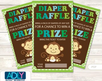 Girl Elephant Diaper Raffle Tickets Printables for Baby Girl