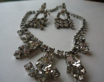 Shop Now Enticing Vintage Drop Art Deco Style, Clear Rhinestone Demi Parure, Hollywood Glam, Prom, Wedding Jewelry