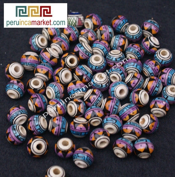 30 Peruvian CERAMIC BEADS GLAZED from Cusco Peru nr 13