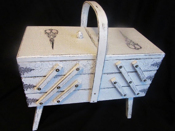 large shabby sewing box with feet large shabby sewing box with feet