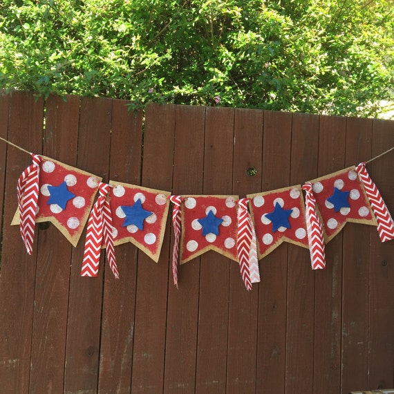 USA banner patriotic banner red white & blue banner burlap