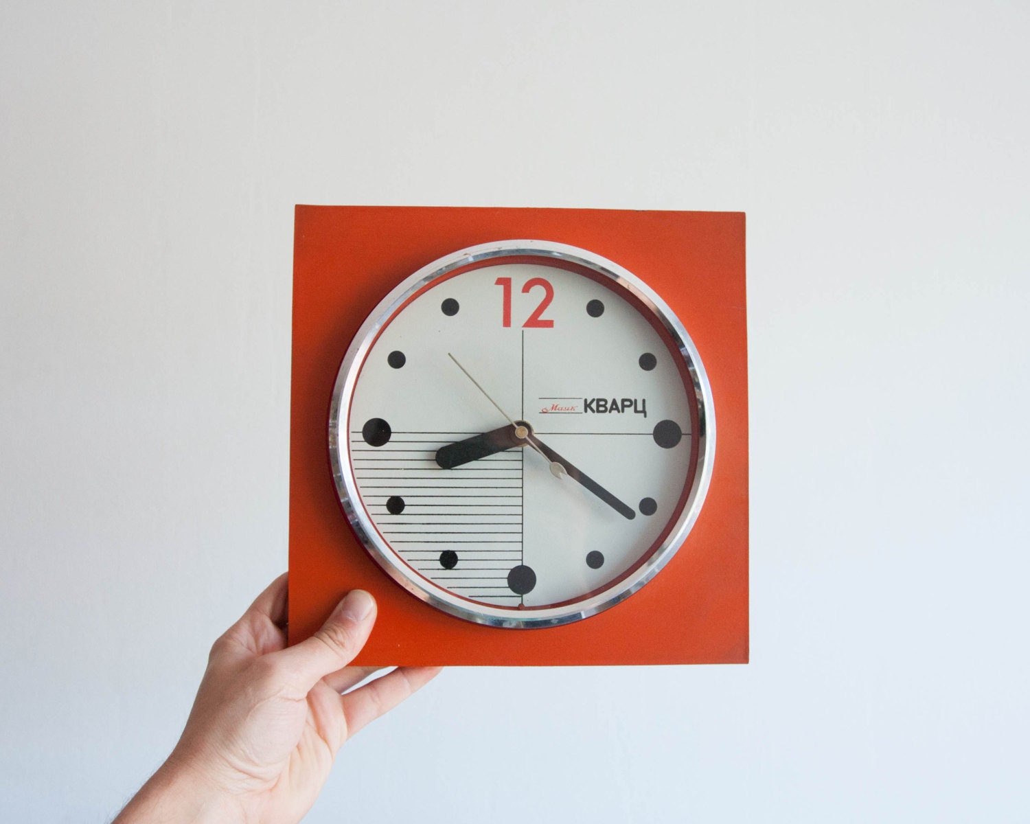 Mid Century Modern Wall Clock Orange Mod by TheThingsThatWere