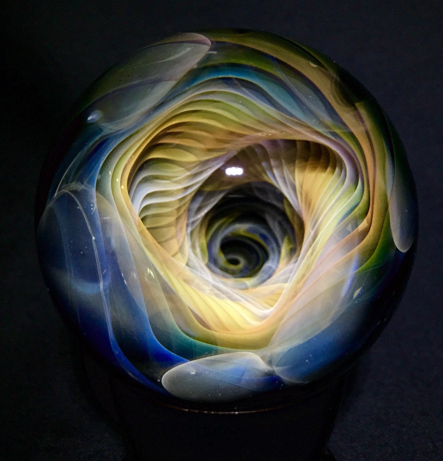 2 1/16 Handmade Glass Marble Trinity Vortex