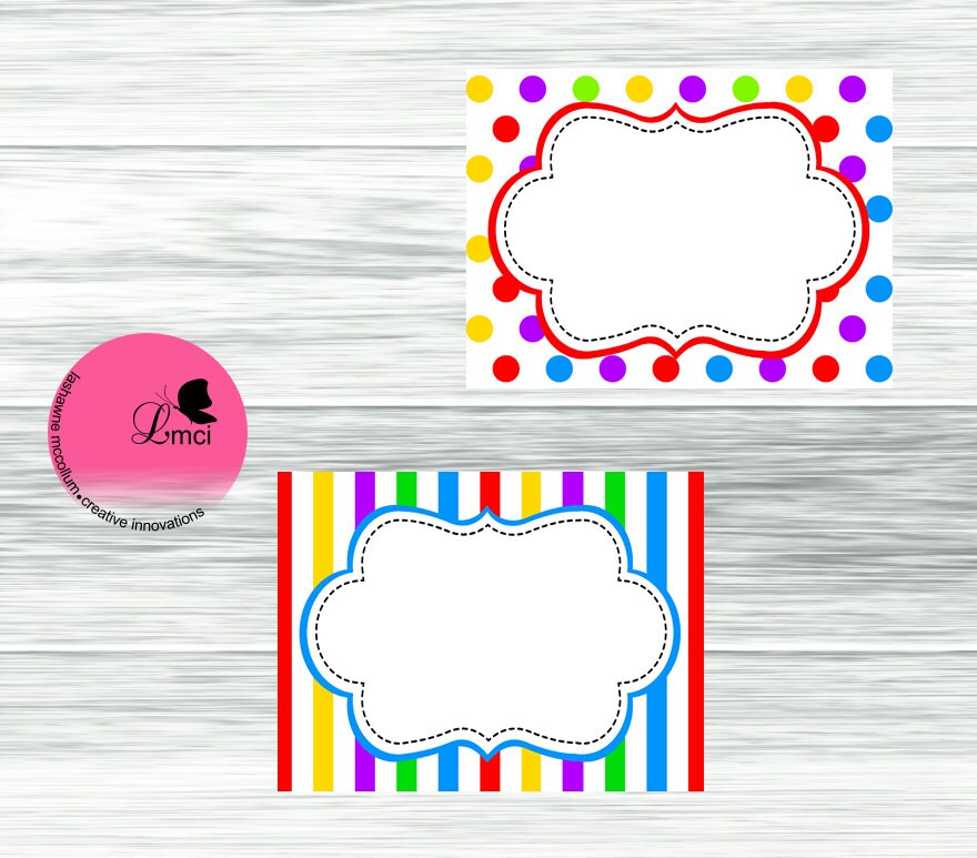 Rainbow 3x4 Blank Labels Food Labels Instant Download