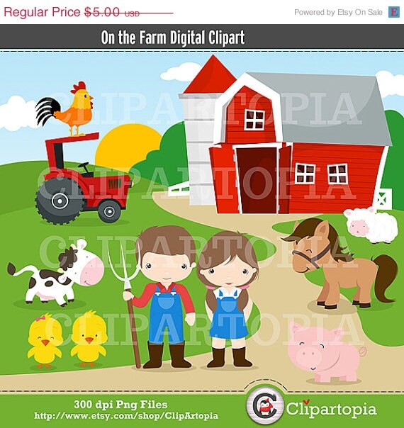 50% OFF SALE Farm Digital Clipart / Barnyard by ClipArtopia