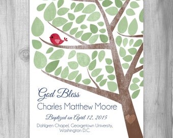 Personalized Baptism Gift for Boy, Christening Gift Baby Art Print Custom Gift Dedication Gift Red Green OR Custom Colors