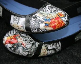 Alice in Wonderland Shoes White Rabbit Wedding Flats Wedding Shoes Classic Literature Flats Literature Shoes Book Wedding Book Shoes