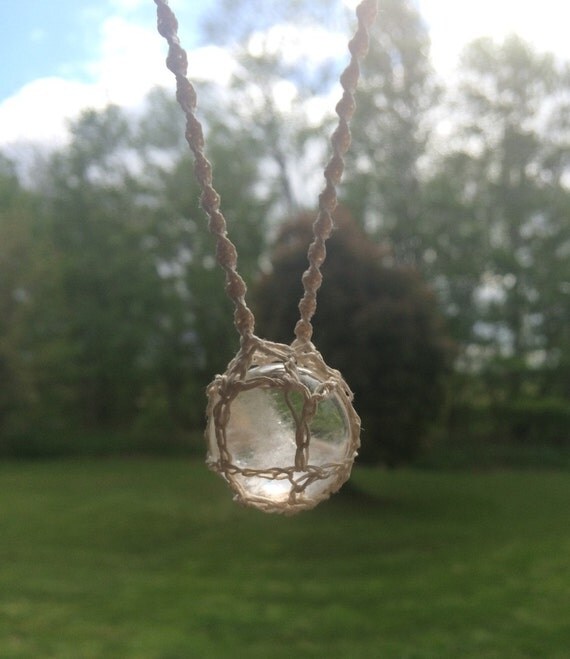 Macrame Hemp Crystal Ball Necklace