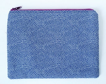 SALE! Fun Dots Fan Design Zipper Pouch With Navy Lining