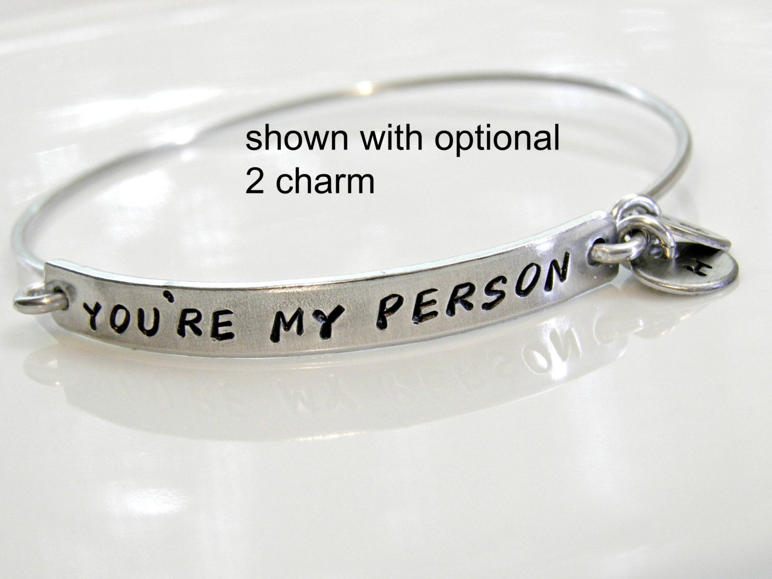You're My Person Hand Stamped Bangle Bracelet.