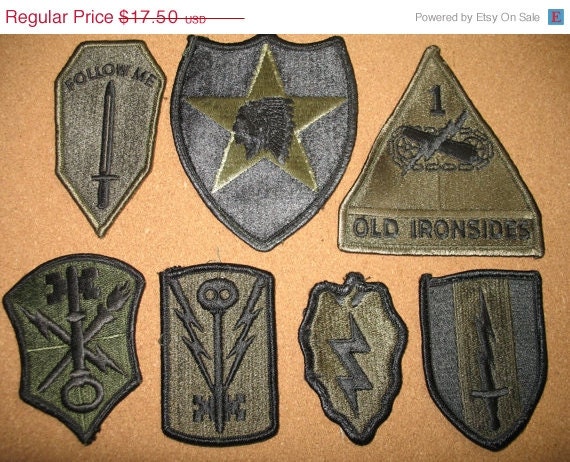 ON SALE 7 VIntage ARMY Patches Military Shoulder by ValueARTifacts